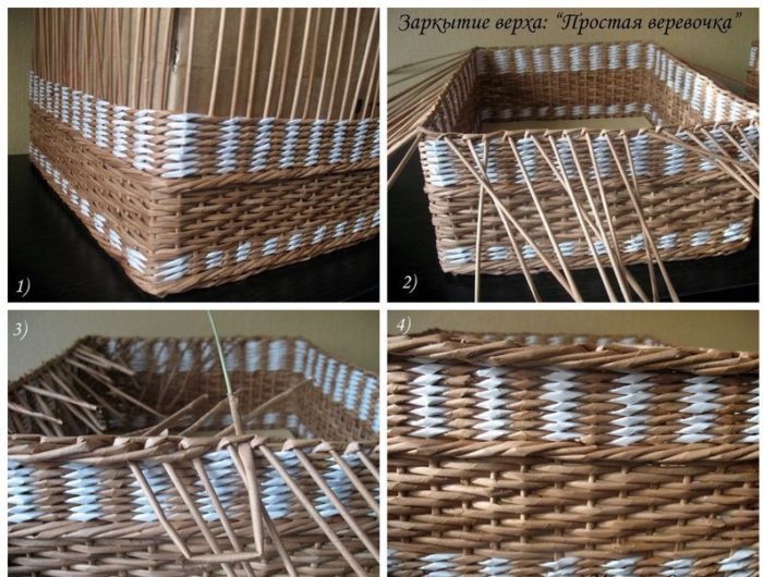 Схема плетения коробки из газетных трубочек