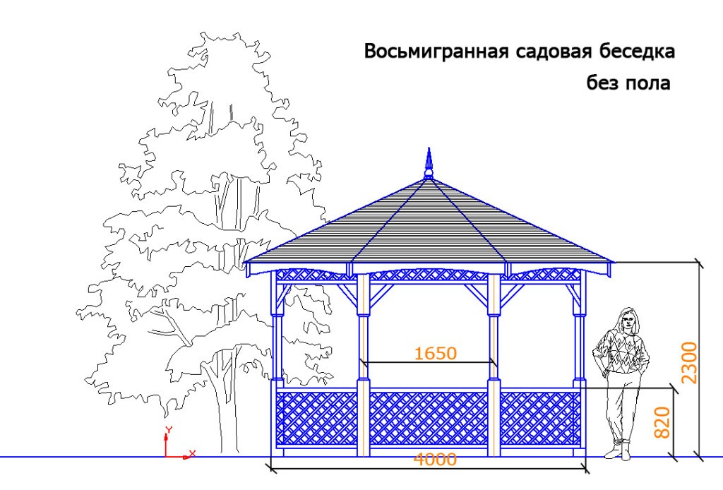 Примерный чертёж: 8 гранная беседка