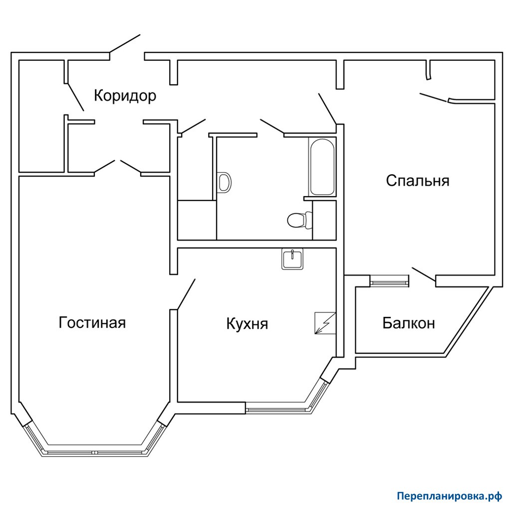 План квартиры чертеж 2 х комнатная