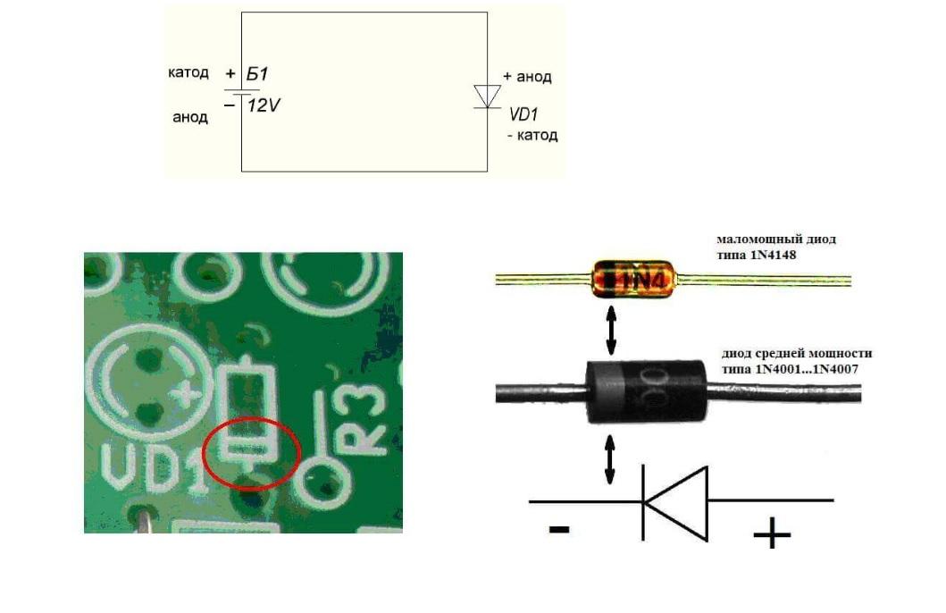 Схема подключения и внешний вид диодов