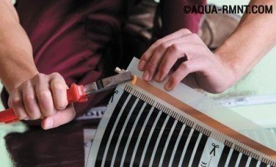 Крепление контакта на пленочный теплый пол под ламинат Крепление контакта на пленочный теплый пол под ламинат