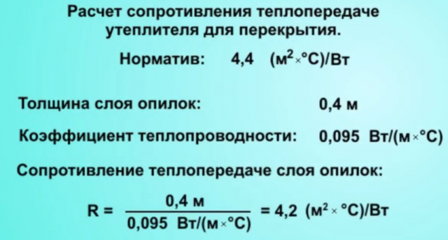 Как утеплить потолок опилками