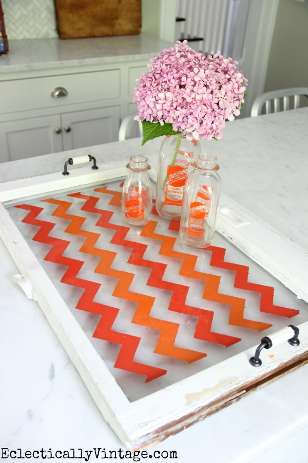 Small old window turned into a Chevron Tray