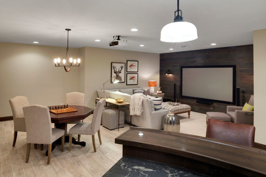 Basement TV room by Design by Grace Hill