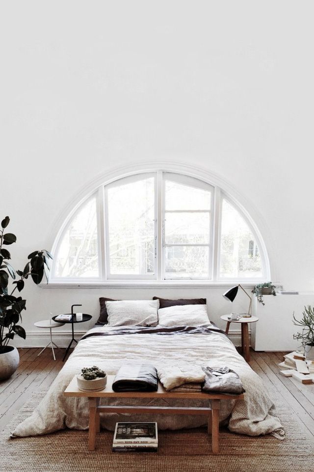  Спальня в цветах: Белый, Светло-серый, Темно-коричневый. Спальня в стиле: Скандинавский.