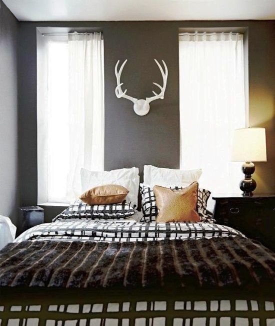  Спальня в цветах: Белый, Светло-серый, Серый, Темно-коричневый, Черный. Спальня в стиле: Минимализм.