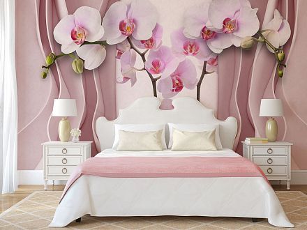 Фотообои спальня цветы орхидеи