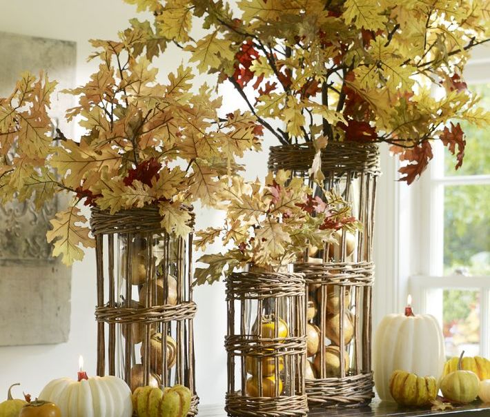 Осенний декор интерьера с помощью листьев, фото № 20