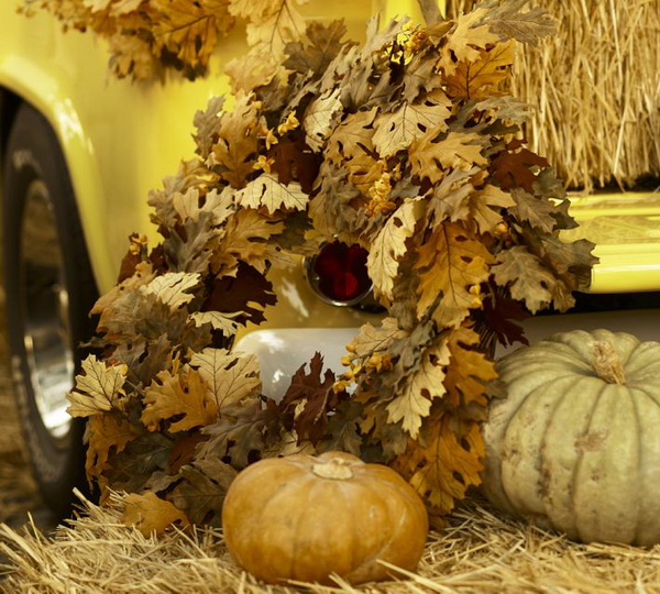 Осенний декор интерьера с помощью листьев, фото № 11