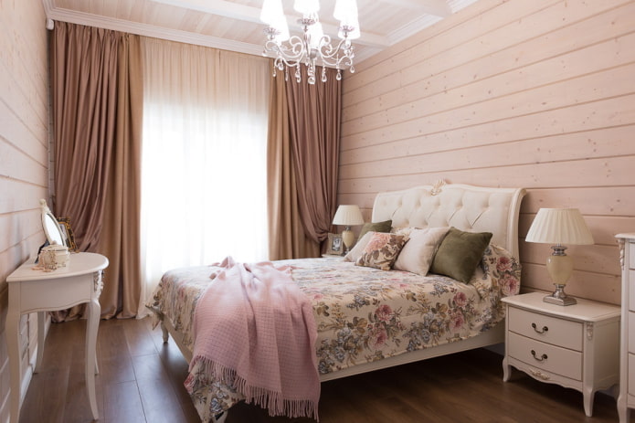 отделка спальной комнаты в розовых тонах