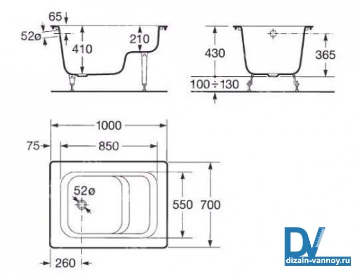 ванны чугунные размеры