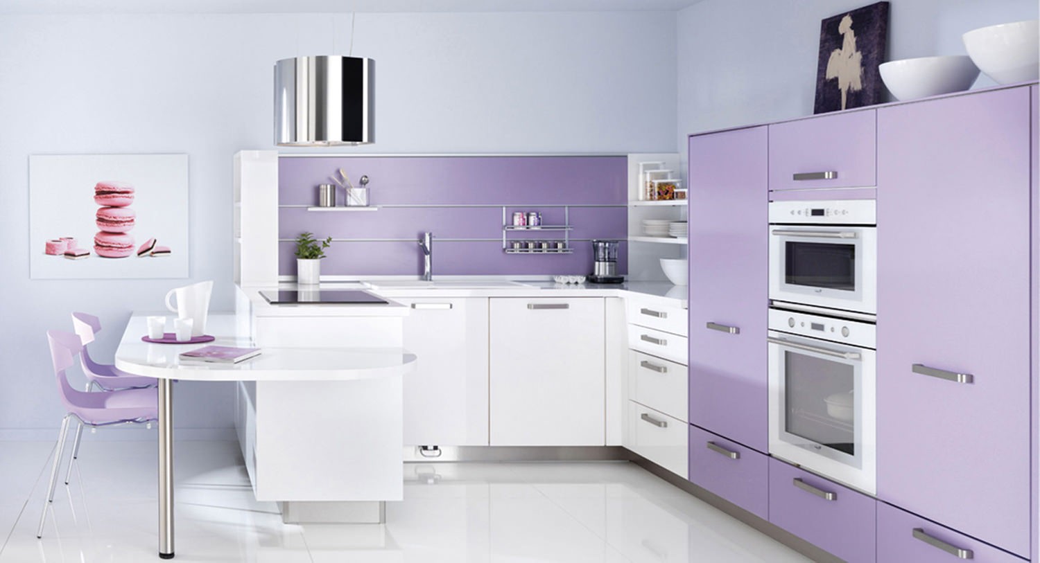 Нежно-фиолетовая кухня