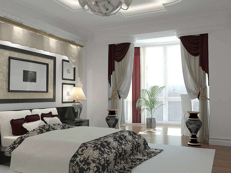 классический дизайн спальни с балконом