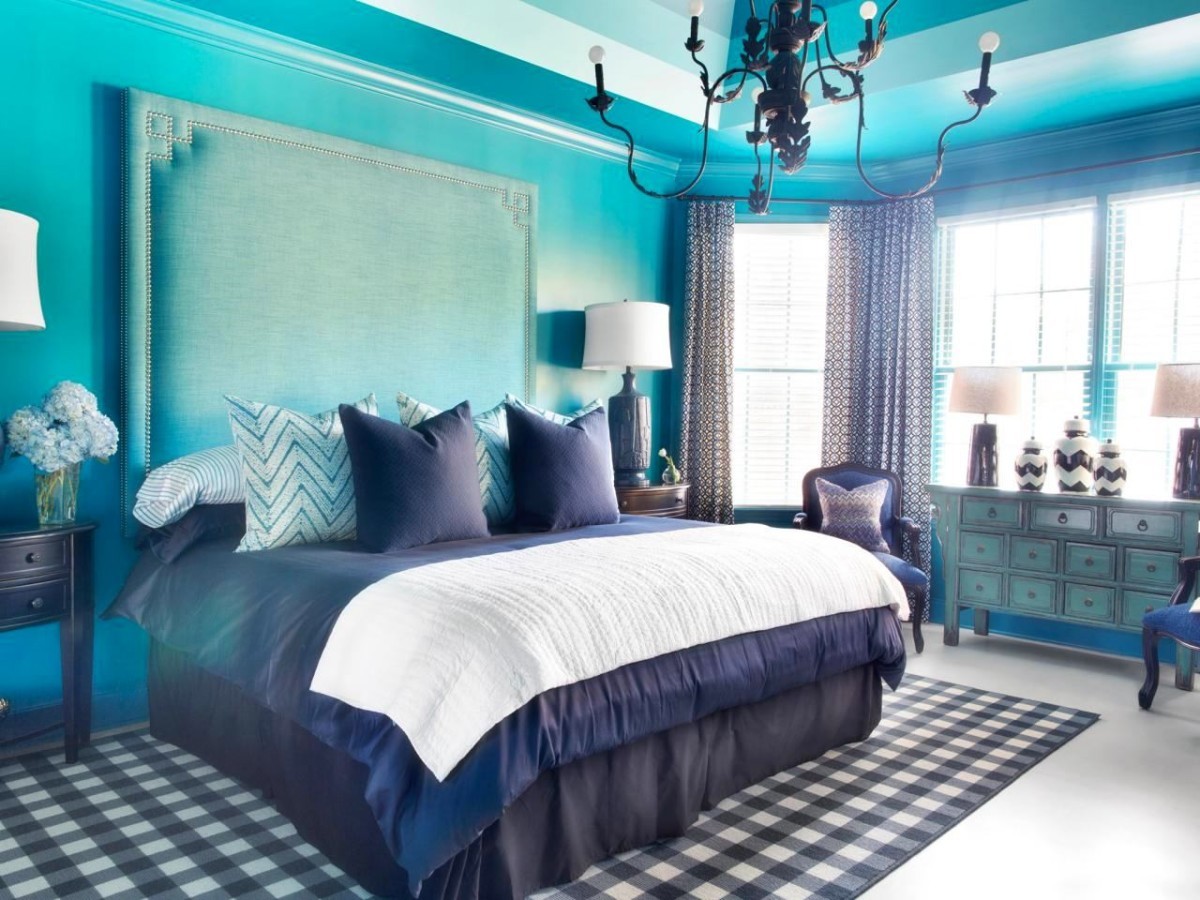 синяя спальная комната