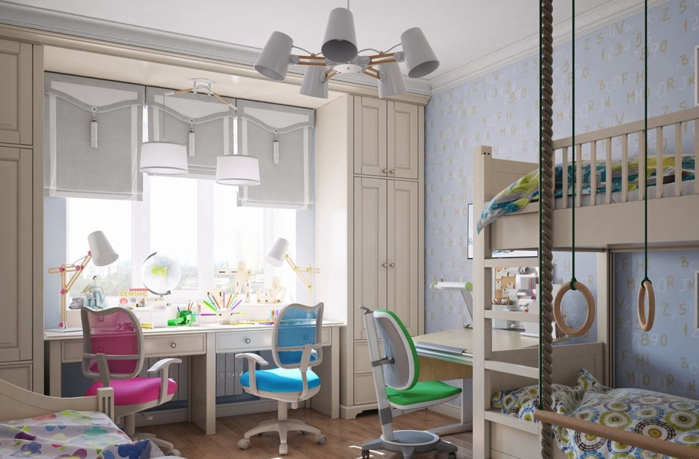 детская комната для троих детей идеи дизайн