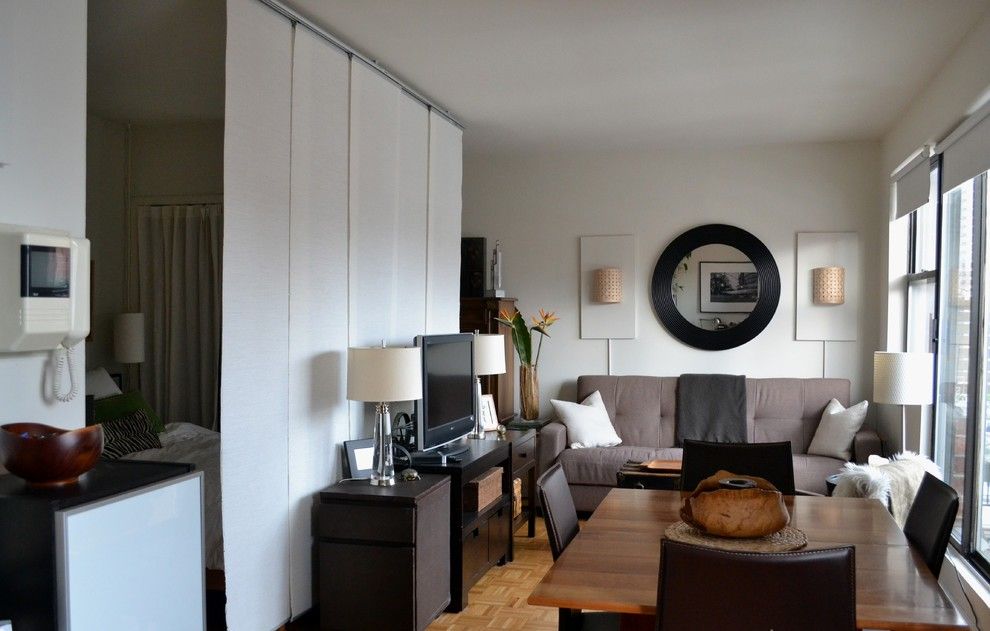 Белые японские шторы в интерьере квартиры