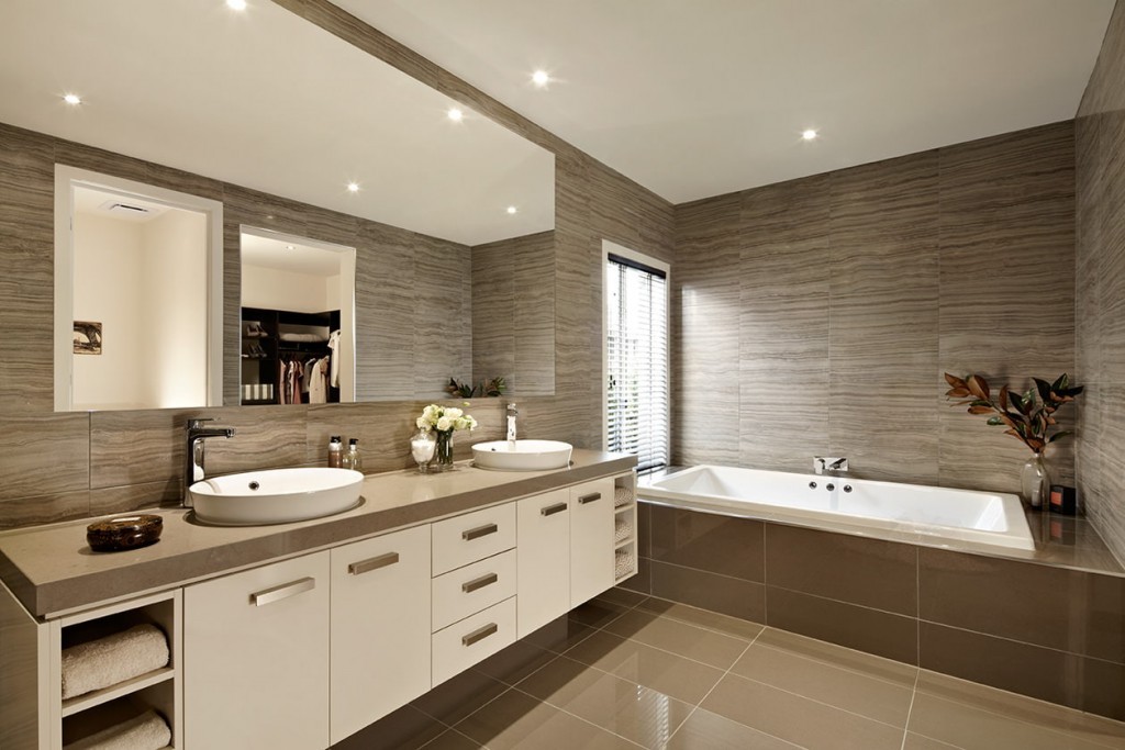 Дизайн современной ванной комнаты в коричневых тонах