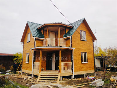 Дом 7х7 м из бруса в Ломоносовском районе Ленинградской области.