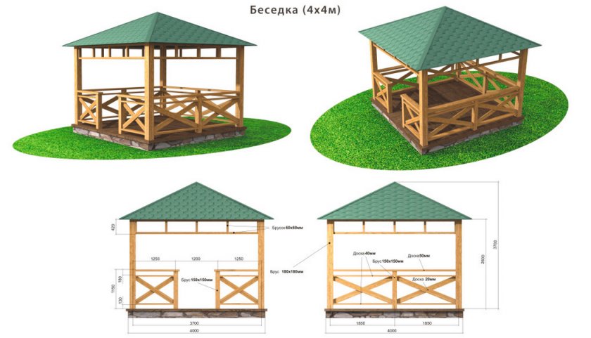 Чертеж беседки