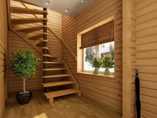 Для простой межэтажной лестницы лучше выбирать прямые деревянные ступени