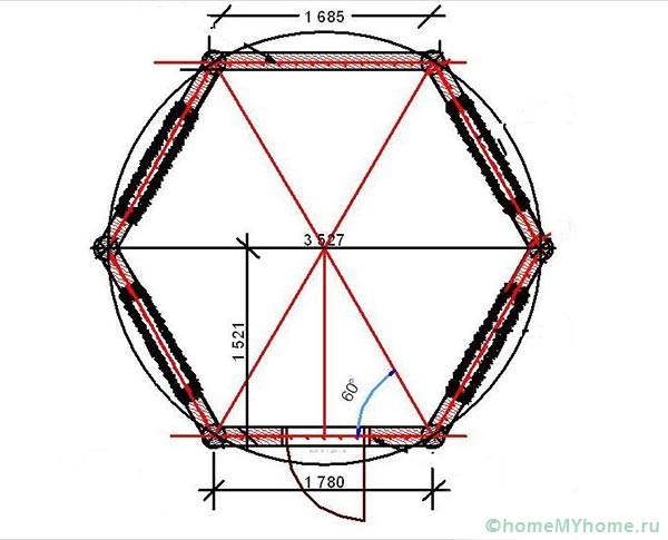 Разметка шестигранного основания