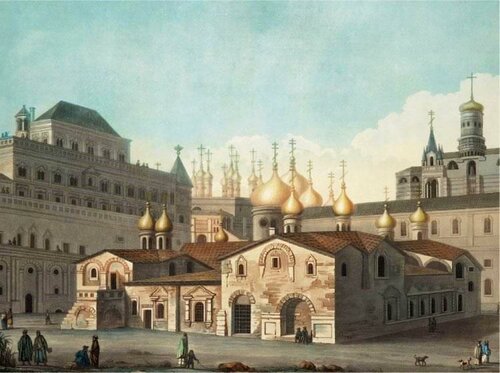 Церковь Спаса на Бору. Рисунок М. Ф. Казакова. 1760-е годы.