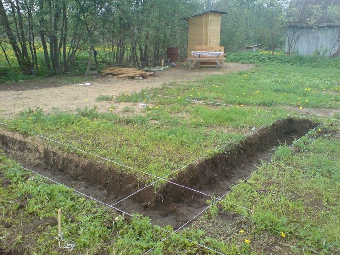 Прежде чем начать возводить фундамент под гараж из пеноблоков, необходимо выполнить разметку участка проекты домов из пеноблоков с гаражом