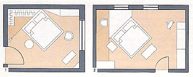 Допускается размещение кровати по диагонали