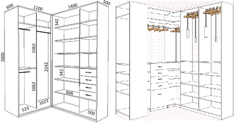 Чертежи гардеробной