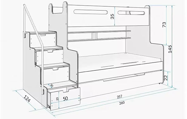Размер детской кровати-чердака