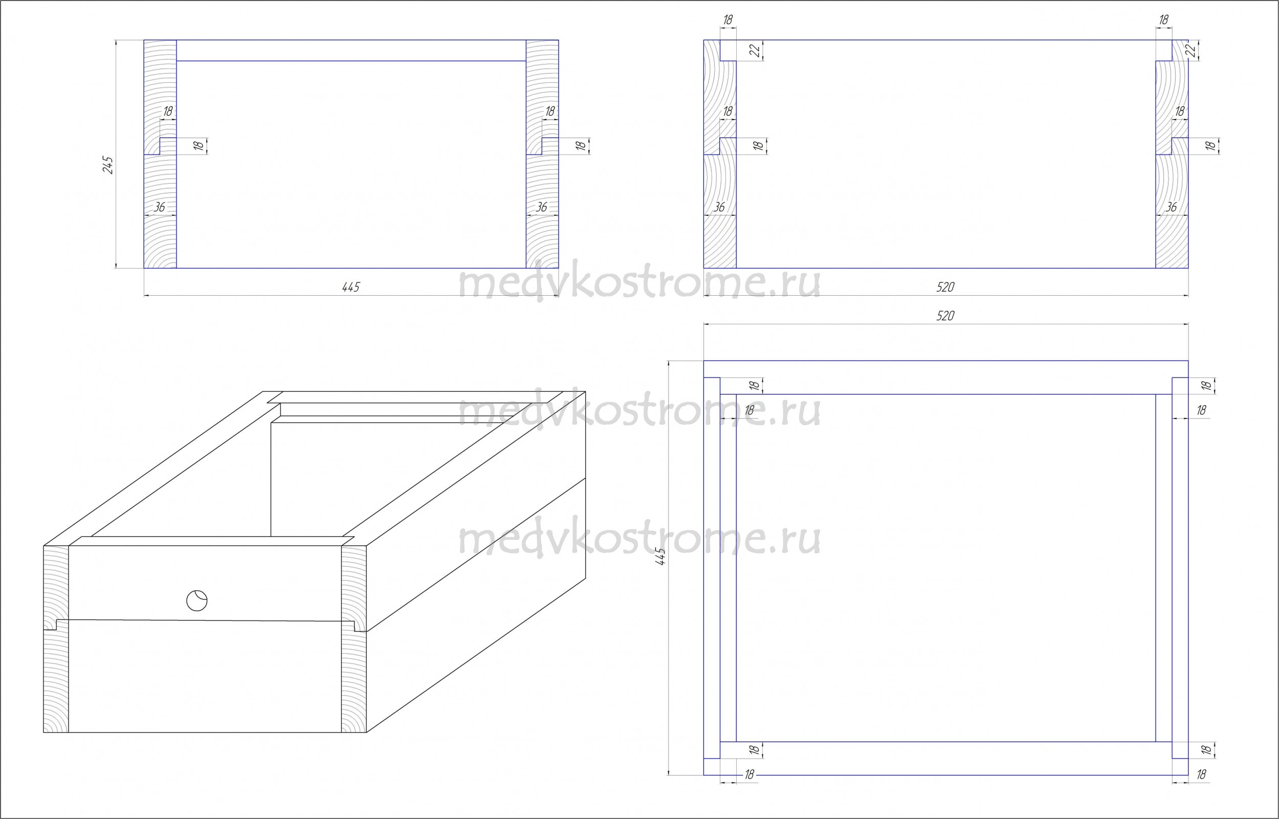 Чертеж корпус улья Рута