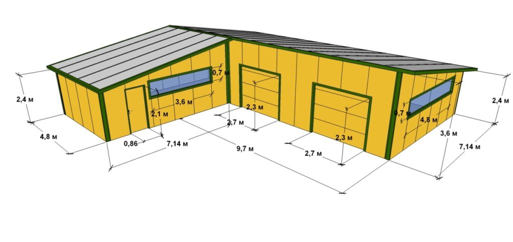 Чертёж гаража из сэндвич-панелей