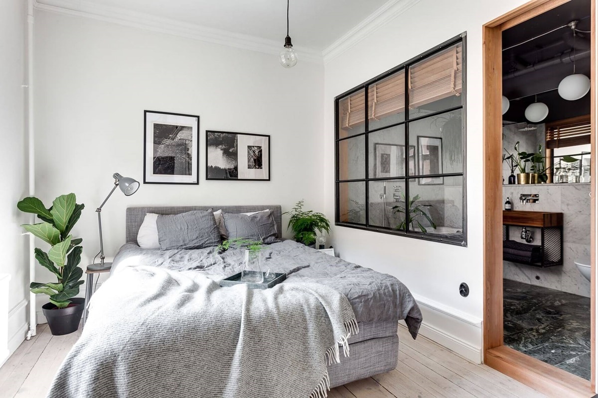 Постеры и растения для спальной комнаты в скандинавском стиле