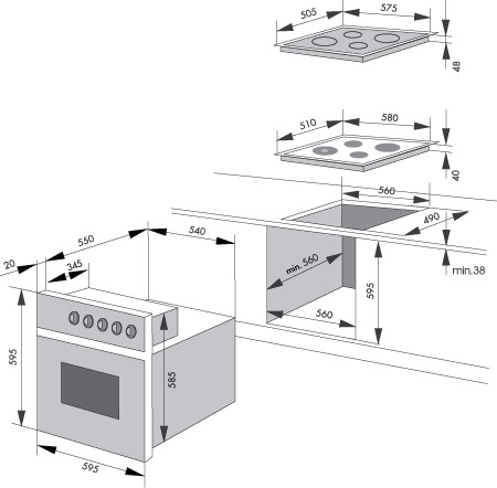 Размеры ниши встроенных духовых шкафов