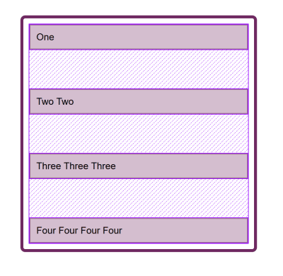 A column of flex items with space between them.