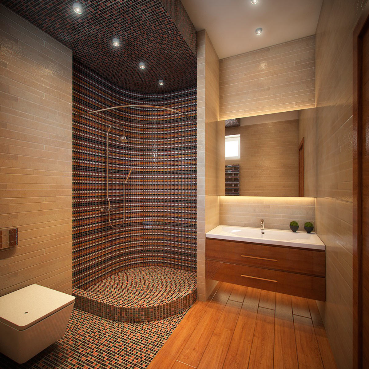 интерьер ванной комнаты с душем
