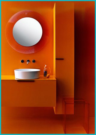 ванная комната в оранжевых тонах