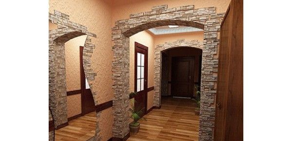Оклейка рулонной пробкой Отделка арки декоративным камнем