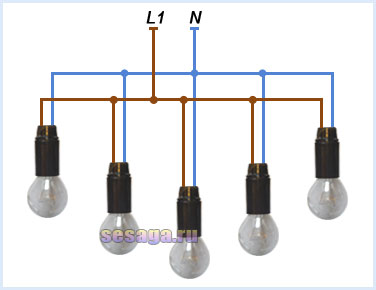Схема люстры для одинарного выключателя