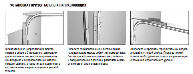 Установка горизонтальных направляющих
