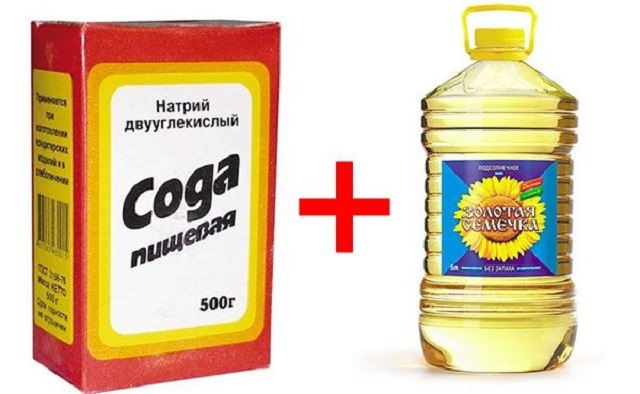 Соду и растительное масло используют для разных нужд, в том числе и для очистки с кожи монтажной пены.