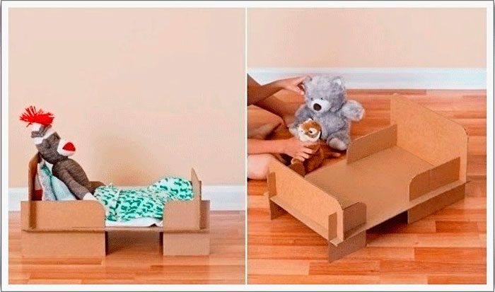 Кровать для куклы из картона