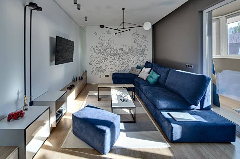 Гостиная - Дизайн квартиры в стиле минимализм