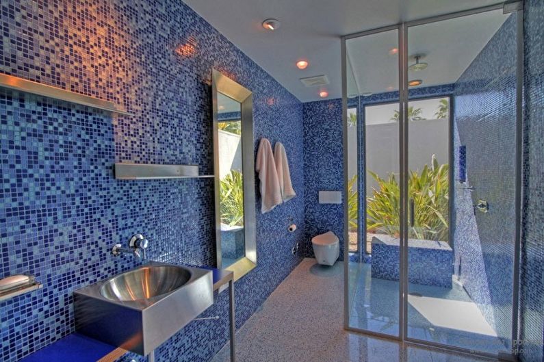 Дизайн синей ванной комнаты - Отделка стен