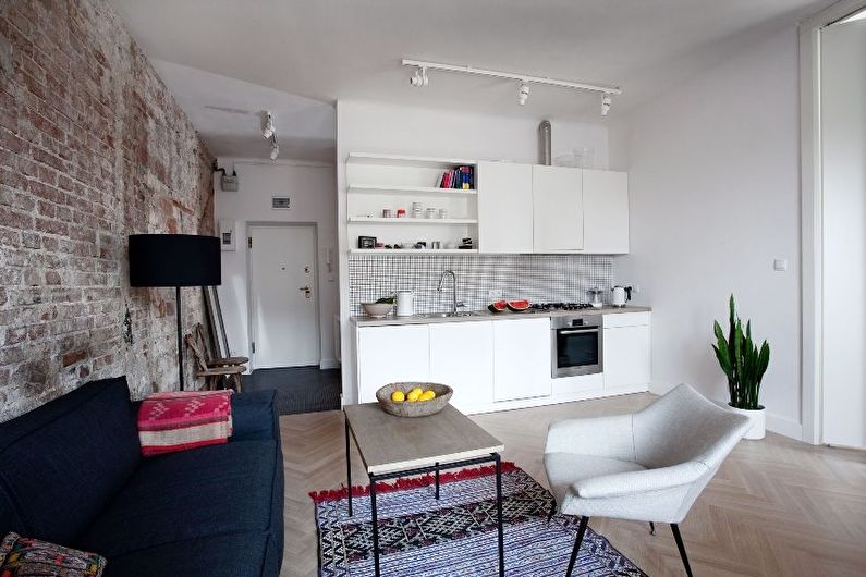 Дизайн интерьера кухни-гостиной в маленькой квартире - фото