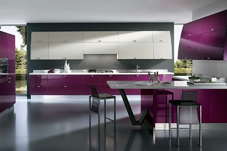 Дизайн кухни в фиолетовом стиле