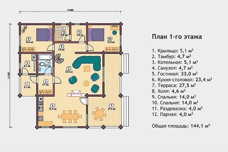 Современные проекты домов из сруба - Охотничий домик из оцилиндрованного бревна