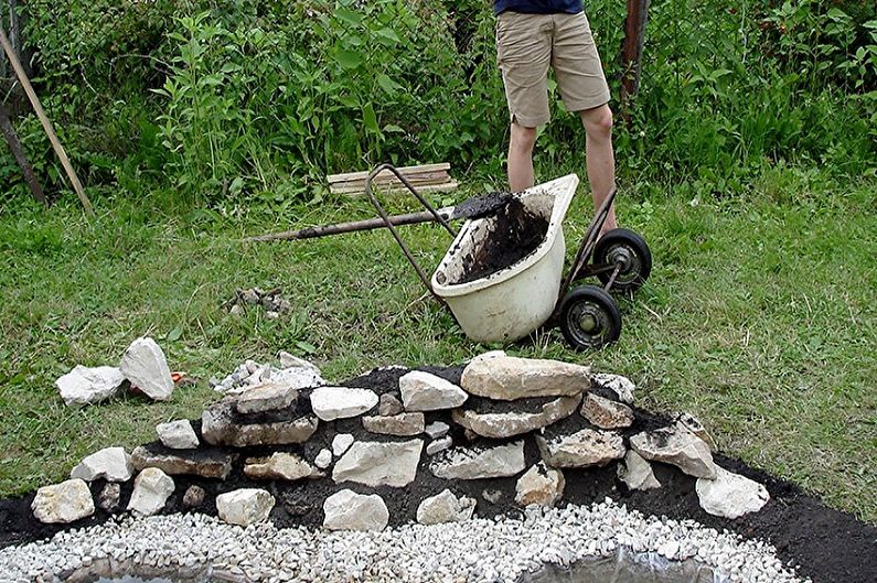 Альпийская горка с водопадом и прудом своими руками - Делаем искусственный водопад с прудом