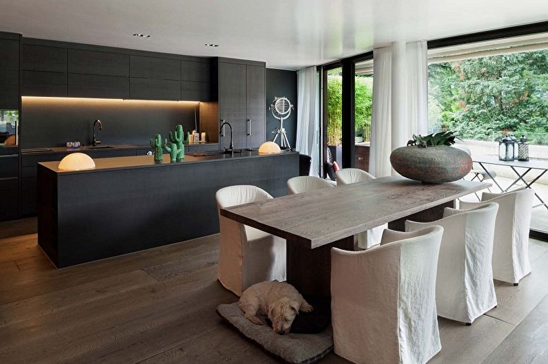 Черная кухня в стиле минимализм - Дизайн интерьера