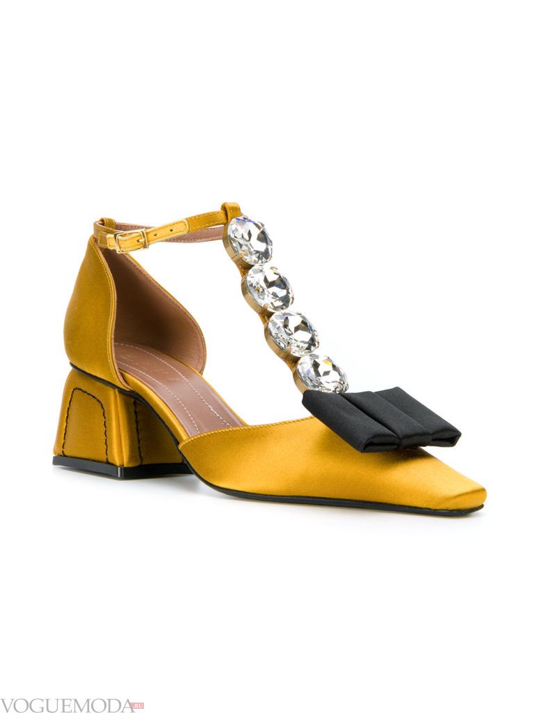 женские туфли на квадратном каблуке желтые